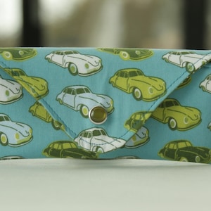 Vintage Car Eyeglass Case: Turquoise Cotton Sunglasses Holder
