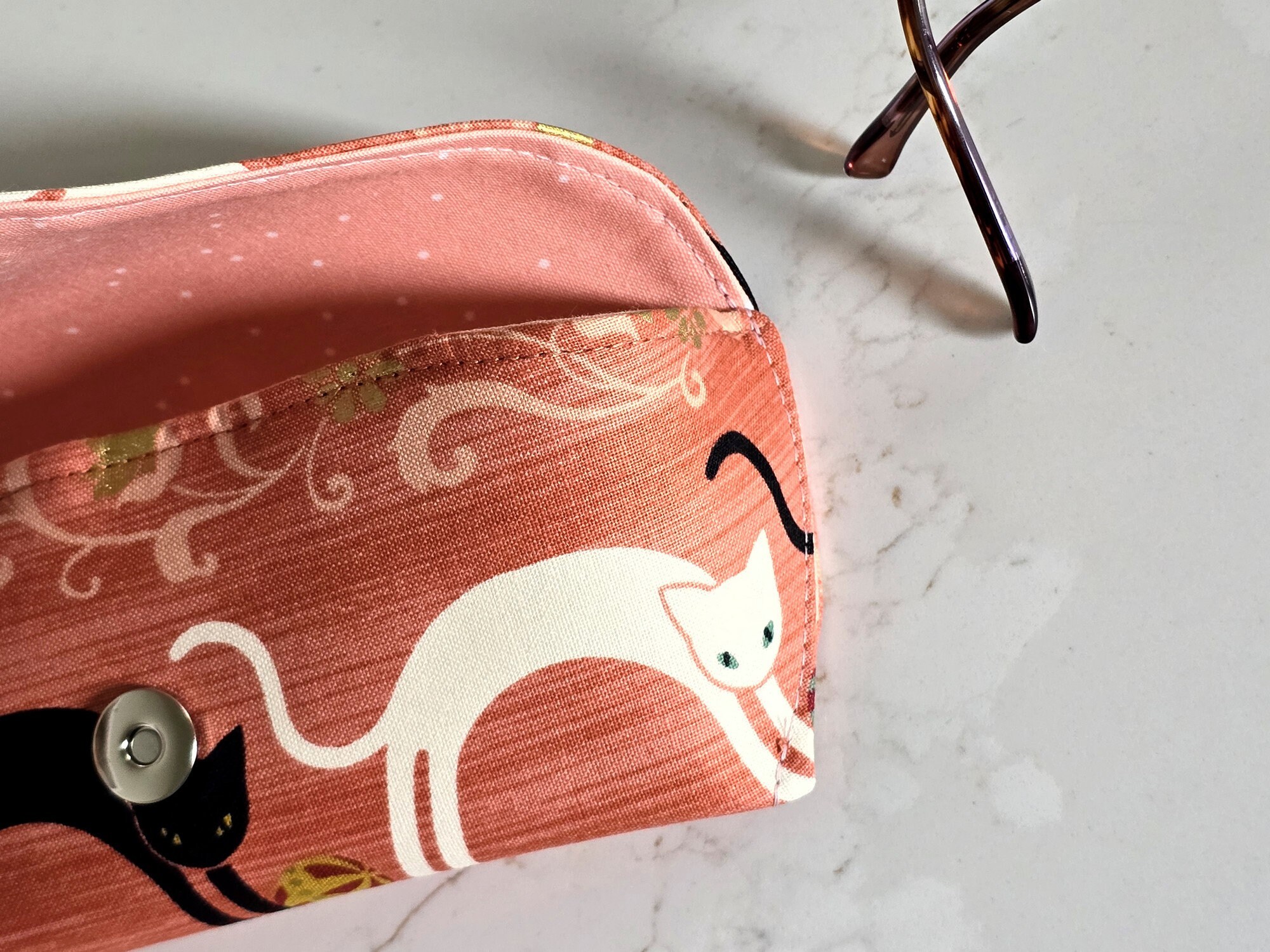 CTM Custodia Per Occhiali Con Motivo Gatti, Morbida E Foderata, 21x10 Cm, Regalo Per Amanti Dei Gatti