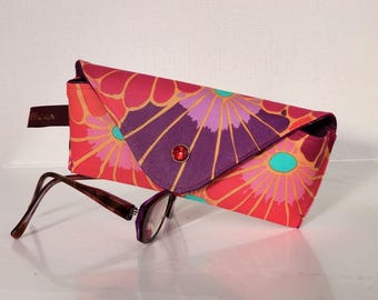Handmade Eyeglass Case – Kaffe Fassett “Thousand Flowers” Fabric – Fits Sunglasses & Reading Glasses