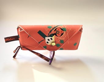 Handmade Organic Cotton Eyeglass Case: Charley Harper Bird Design; Durable Protective Case