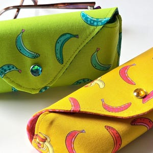 Handmade Colourful Eyeglass Case - Featuring bananas - Fits Sunglasses and Reading Glasses -Unique cotton pouch