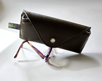 Handmade Genuine Leather Glasses Case – Fits Sunglasses & Reading Glasses – Stylish Eyewear Holder