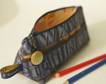 Pencil case /Pencil bag/ Pencil pouch / makeup bag / cosmetic bag/ zipper pull/sewing bag/printed letters