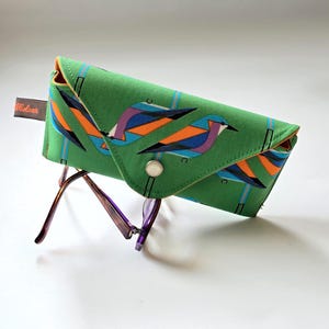 Handmade Colourful Eyeglass Case - Charley Harper - Fits Sunglasses and Reading Glasses -Unique cotton pouch