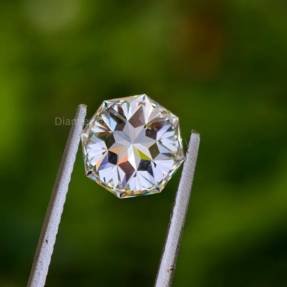 2.00CT Round Octagonal Star Lab Grown Diamond E/VS1 | Handmade Engagement Gem