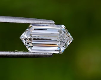 Long Hexagon Cut Lab Grown loose Diamond, Lab Created Fancy Diamond,Loose For Love,Perfect for Engagement Ring or Wedding Ring Gift For Her