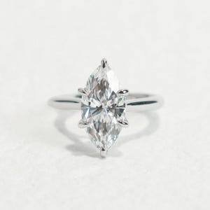 Marquise Engagement Ring,3 Carat Solitaire Diamond Ring, IGI Certified Lab Grown Diamond, 6 Claw Prongs, Ring for Women, Handmade Jewelry
