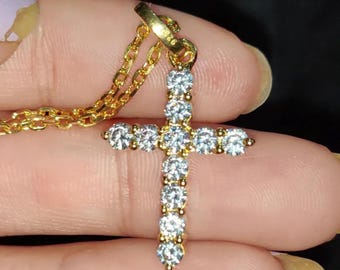 1.65 TW Round Diamond Criss Cross Pendant Necklace, Lab Grown Diamond Pendant for Men and Women, Charm Pendant, Religious Gift Pendant