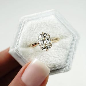 Old Mine 3.00 Ct Cushion Cut Moissanite Engagement Ring, Solitaire Ring for Her, Elongated Cushion, Old Mine Cushion Cut Ring