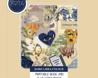 Encarte de color para Kobo Libra: Cubierta decorativa beige y azul (descarga digital)