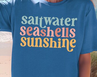 Comfort Colors® Saltwater Seashells Sunshine Shirt, Summer Shirt, Beach Shirt, Saltwater Shirt,Seashells Shirt,Sunshine Shirt,Vacation Shirt