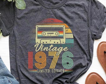 49th Birthday Shirt, Vintage 1976 Limited Edition Cassette T-Shirt, 1976 Birthday Shirt, 49th Birthday Gift For Women, 49th Birthday Men Tee