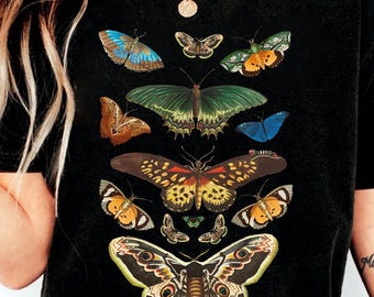 Moth Shirt, Cottagecore Shirt, Bug Shirt, Aesthetic Shirt Insect Shirt Moth Tees Cottage Core Shirt Goblincore Clothing Dark Academia Shirt