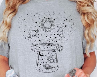 Space Shirt, Star Galaxy T shirt, Astronomy Shirt, Outdoors Shirt, Crescent Moon, Milky Way, Star Unisex Shirt,Constellation Tshirt,Star Tee