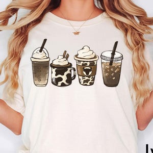 Comfort Colors® Cow Coffee Mug Shirt, Coffee Cup Shirt, But First Coffee Shirt, Coffee Latte Lover Gift, Iced Coffee Shirt, Womens Crewneck