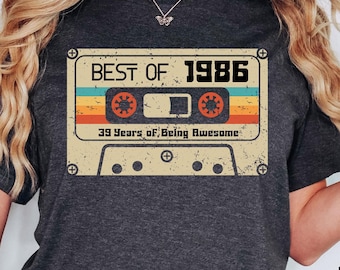 39th Birthday Shirt, Vintage 1986 Limited Edition Cassette T-Shirt, 39th Birthday Gift For Women, 39th Birthday Men Tee, 1986 Birthday Shirt