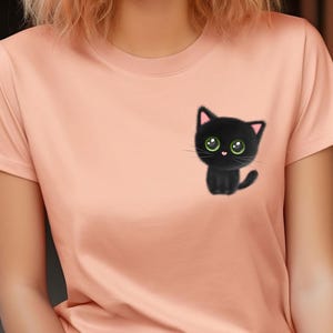 Cat Shirt, Cute Cat Shirt, Cat Lover Shirt, Pocket Cat T shirt, Cat Mom Tee, Cute Kitty in Pocket Tee, Gift for Cats Lover, Cat Mom Shirt