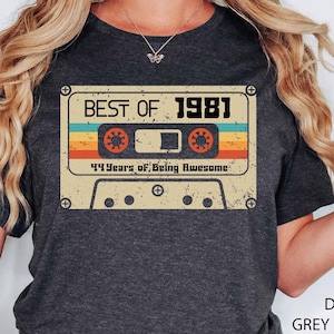 44th Birthday Shirt, Vintage 1981 Limited Edition Cassette T-Shirt, 44th Birthday Gift For Women, 44th Birthday Men Tee, 1981 Birthday Shirt
