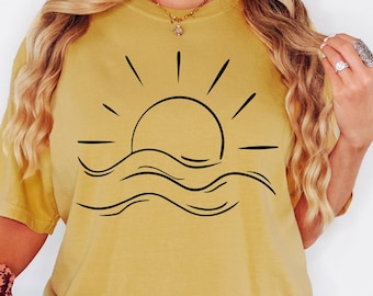 Comfort Colors® Sun T-Shirt, Summer Shirt, Beach Shirts, Sunhine T-Shirt, Gift For Woman, Boho Sun Shirt, Sun Shirt, Summer Vibes Shirt, Sun