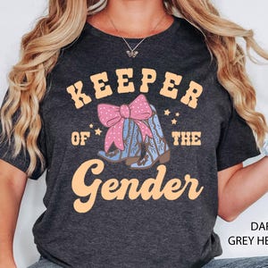 Boots or Bow Western Keeper of the Gender Shirt, Rodeo Gender Reveal T-shirt, Gender Keeper Family Gift, Bull or Heifer Aunt Baby Shower Tee