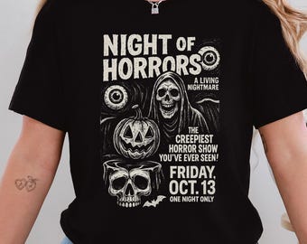Night of Horrors Halloween Tee, Trendy Halloween T-shirt, Classic Retro Halloween Shirt, Funny Halloween Shirt, Halloween Horrors Sweatshirt