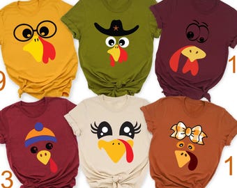 Cute Turkey Fall Thanksgiving Shirt, Thanksgiving Family Matching Shirt, Turkey Face Shirt, Funny Thanksgiving Shirt, Thanksgiving Women Tee
