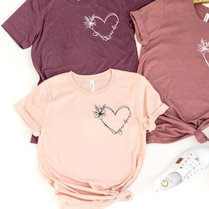 Custom Heart Shirt, Your Name Heart Line Shirt, Cute Heart Shirt, Double Heart Shirt, Love Heart T-Shirt,Personalized Mom T-Shirt,Custom Tee