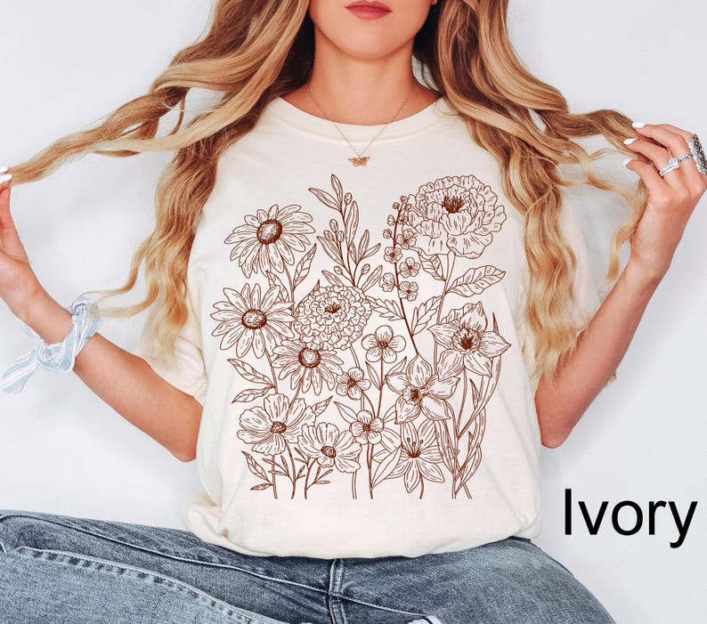 Comfort Colors®vintage Pressed Flowers Shirt,boho Cottagecore Tshirt ...
