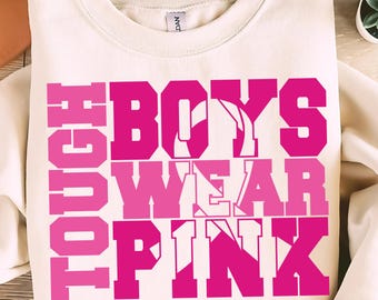 Tough Boys Wear Pink PNG SVG, Real Men Wear Pink Svg, Breast Cancer Awareness Ribbon Svg, Male Breast Cancer Png, Men Cancer Awareness, oct.