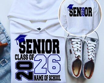Senior Class Of 2026 Svg Png, Black and Blue Sports Design, Back & Front Design, Senior 2026 Svg, High School, College, Personalized Senior