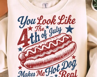 You Look Like the 4th of July PNG, Retro America Hot dog Png, Fourth of July, Independence, Patriotic Sublimation, July 4th Trending Viral.