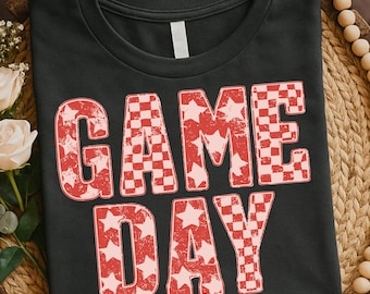 Checkered Gameday PNG SVG, grunge png, Football Mom png, Football Shirt Png, Football shirt sublimation, Game Day Digital Download, star day