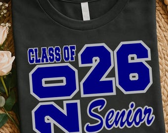 Senior Class Of 2026 Svg Png, Black and Blue Sports Design, Back & Front Design, Senior 2026 Svg, High School, College, Personalized Senior.
