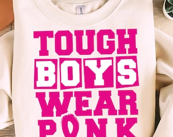 Tough Boys Wear Pink PNG SVG, Real Men Wear Pink Svg, Breast Cancer Awareness Ribbon Svg, Male Breast Cancer Png, Men Cancer Awareness, oct.