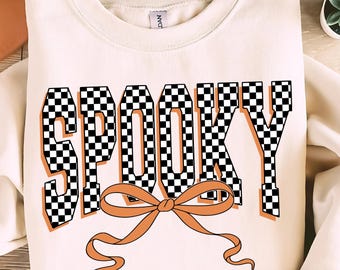 Checkered Coquette Spooky Halloween png svg, Spooky Season png, Retro Spooky png, Checkered png, Halloween Shirt png, Fall png, Spooky png.