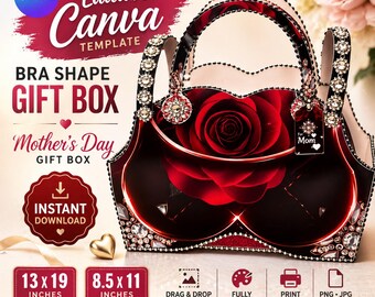Sjabloon bh-vorm geschenkverpakking | Luxe Moederdagverpakking (digitale download)