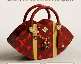 Moederdag luxe portemonnee geschenkdoossjabloon, handtas gunstdoos, canva bewerkbaar (digitale download)