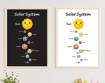 Kids Solar System Poster | Educational Planets Chart (Digital Download)
