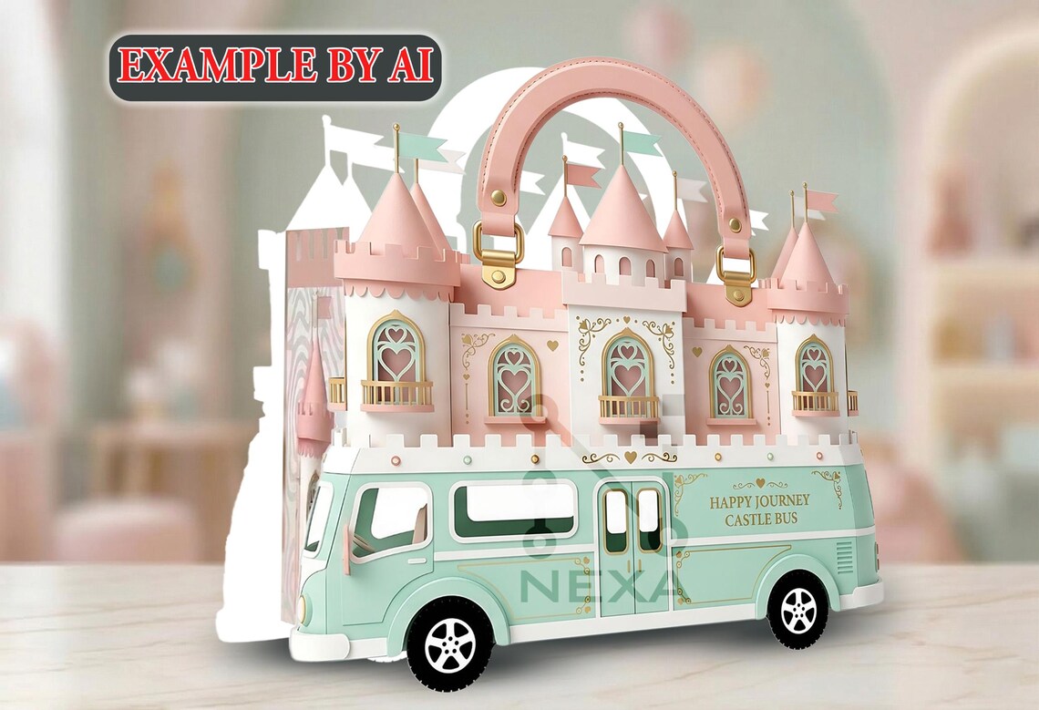 Princess Castle Bus Gift Box Template, Purse Favor Box, DIY Paper Craft ...