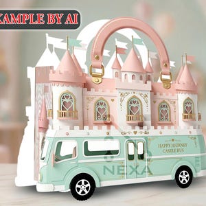 Princess Castle Bus Gift Box Template, Purse Favor Box, DIY Paper Craft (Digital Download)