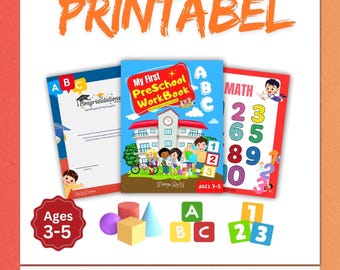 Werkboek voorschools leren: ABC, cijfers, vormen - 3-5 jaar (afdrukbare pdf)