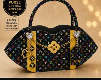 Luxury Purse Gift Box Template, Canva Editable Handbag Favor Box (Instant Download)