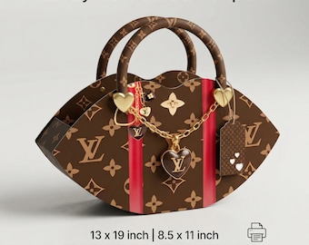 Sjabloon luxe portemonnee geschenkdoos, bewerkbare canvas bewerkbare handtas gunstdoos (direct downloaden)