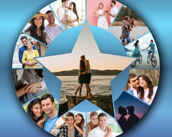 Star Photo Collage Template – Anniversary Gift Keepsake (Canva Digital Download)