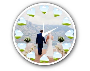 Photo Collage Clock Template | Heart Picture Anniversary Gift (Digital Download)