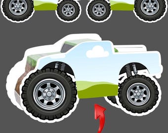 Monster Truck-geschenkdoos | Futuristische doos met feestelijke bedankjes (canvasjabloon)