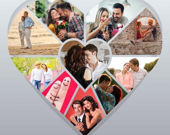 Hartfotocollagesjabloon – Valentijnsdagcadeau, jubileumaandenken (canva, digitale download)