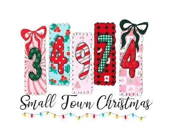 Kerstnummerlijsten | Canvassjabloon patchwork doodle (digitale download)