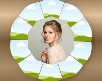 Bewerkbare canvas framesjabloon | Ronde hartcollage fotolijst | Directe download voor stellen en gezin