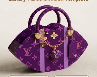 Luxury Purse Gift Box Template, Canva Editable Handbag Favor Box (Instant Download)